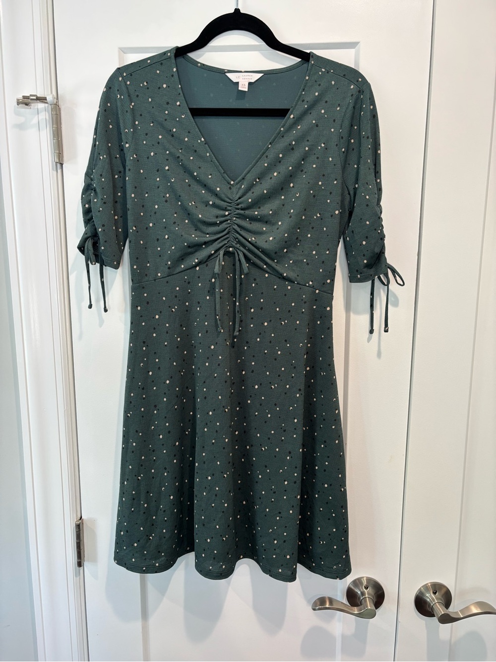 LC Lauren Conrad Forest Green Polka Dot Midi Dress
